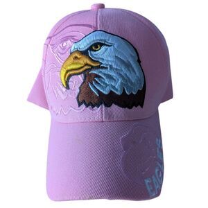 Eagles Pink Baseball Cap‎ Embroidered Bald Eagle Design Patriotic Hat